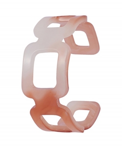 Linked Square Marble Resin Cuff Acrylic Bracelets BC700004 LIGHT TAN